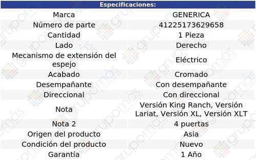 Espejo Lateral Derecho F-450 Super Duty Del 1999 Al 2007 Foto 2