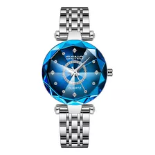 Relógios De Diamante De Quartzo Elegantes De Luxo Seno Cor Do Fundo Silver Blue