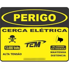 10 Placa Advertência: Perigo Cerca Elétrica Plástico + Uv