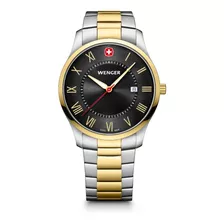 Wenger Reloj City Classic, Negro , 42 Mm Color De La Correa Plateado Color Del Bisel Plateado