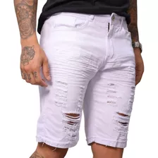 Bermuda Jeans Masculino Destroyed Rasgada Premium
