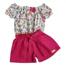 Conjunto Roupa Infantil Verão Menina Short E Blusa Ciganinha