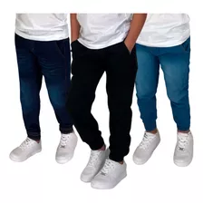 Kit 3 Calça Jeans Infantil Juvenil Jogger Lycra 4 A 16