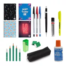 Kit Material Escolar Feminino Ensino Médio E Universitário