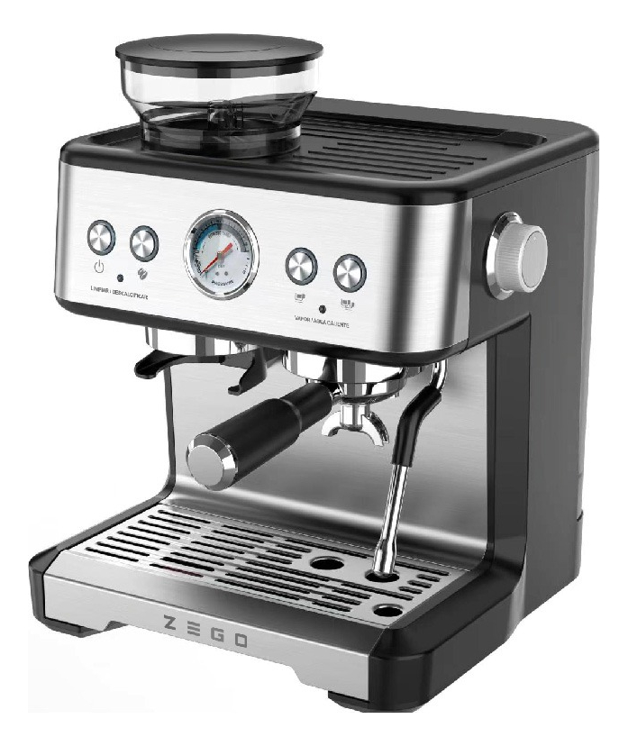 Cafetera Espresso Molinillo Zego Doble Taza Vapo 2,6l 2300w 