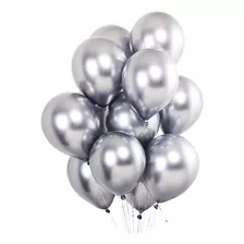Balões Metalizados Prata Bexigas Cromadas Nº9 - 25 Und's