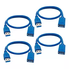 Kit 4 Cabos Extensor Usb Macho X Fêmea 3.0 Curto 30 Cm