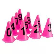 10 Cones Numerados 24cm P/ Treinamento Ax Esportes Rosa