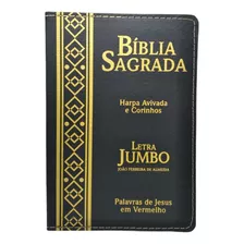 Bíblia Jumbo Lta Extra Gigante E Harpa Capa Arabesco Dourada Luxo Gospel