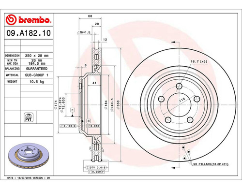 Rotor Freno Izquierdo O Derecho Trasero Magnum 06/07 Brembo Foto 2