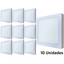 10 Painel Plafon Led Branco Frio 12w Sobrepor Quadrado Teto