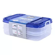 Contenedor Taper De Alimentos Doble 2600ml Color Azul