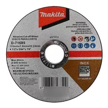 Disco De Corte Makita 4-1/2 PuLG Metal Acero Inoxidable D-71685 115mmx1mm 50 Piezas