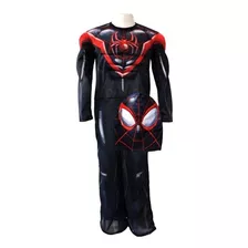 Disfraz Con Musculos Spiderman Negro Miles Morales 