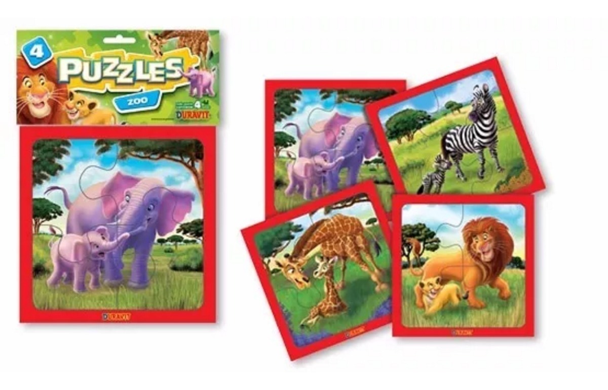 Rompecabezas 4 Puzzles De 4 Piezas Animales Del Zoo Duravit - Avisos en Juegos Juguetes