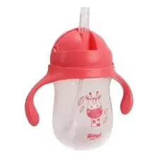 Copo De Treinamento Canudo Alças 360ml Infantil Bebê Rosa Girafa