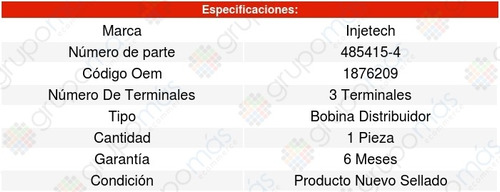 Bobina Encendido Catalina 6cil 4.1l 78/79 Injetech 8248037 Foto 4