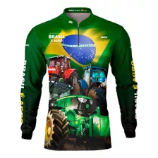 Camisa Agro Brk Brasil É Agro Verde Com Proteção Solar Uv50+