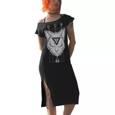 Vestido Maxi - Gato Alchemy Witch Bruja Pagan Goth