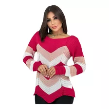 Blusa Tricot Zig Zag Manga Longa