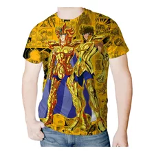 Camisa Camiseta Anime Cdz Aiolia Leão Cavaleiro Ouro Full 3d