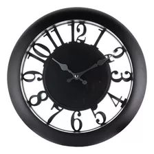 Reloj De Pared Analógico 30 Cm Fondo Transparente Negro
