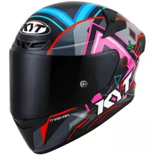 Capacete Para Moto Kyt Tt-course Preto E Rosa E Laranja Brilhante Tamanho 62 