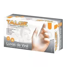 Luvas Descartáveis Talge Cor Transparente Tamanho G De Vinil Com Pó Em Kit De 10 X 100 Unidades 