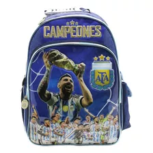 Mochila Espalda 16 Afa Argentina Tres Estrellas Cresko Color Azul Diseño De La Tela Liso