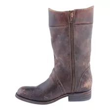 Botas Vaqueras Montar Dama Mujer Piel Rustico Oval Con Cierr