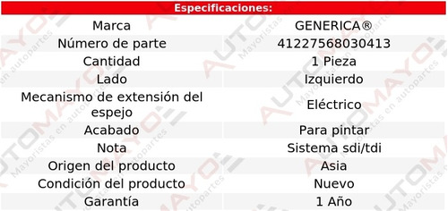 1 Espejo Izq Elect P/pintar Generica Volkswagen Polo 03-07 Foto 2