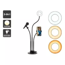 Ring Light De Mesa 3 Em 1 Iluminador Led 3 Luz De Cores 