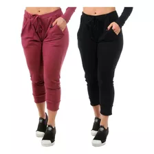 Kit 3 Calças Ribana Legging Feminina Jogger Estilo Moletom