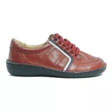 Saldo Zapatilla Confort Mujer Cuero Rojo Blanco Base Confort