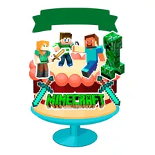 Topo Topper Decoração Bolo Aniversário Minecraft