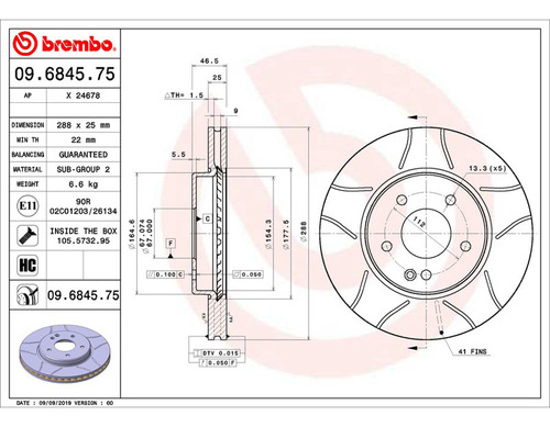Par Discos Brembo Merce-benz Slk230 Kompressor 1998-2004 Del Foto 2
