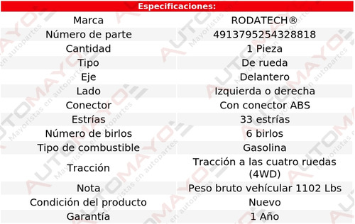 1 - Maza Rueda Del Rodatech K1500 Suburban V8 5.7l 95-99 Foto 5