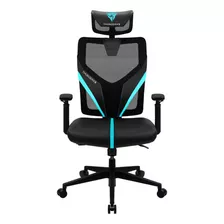 Cadeira De Escritório Thunderx3 Yama1 Gamer Ergonômica Preta E Cíano Com Estofado De Mesh