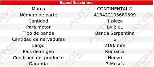 Banda Acc 2196 Mm Continental Xf L4 2.0l Jaguar 13 Foto 5