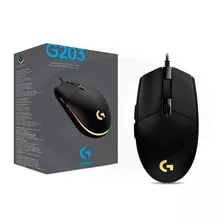 Mouse Logitech G203 Lightsync Gaming, Color Negro