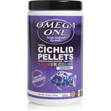 Omega One Cichlid Pellets Super Color Small Sinking 460g Alimentos Para Peces Cíclidos Granulos Pequeños 2mm Lento Hundimiento A Base De Salmón De Alaska Comida Marina