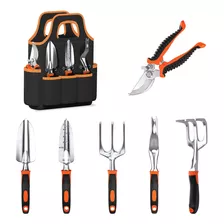 Herramientas Jardin Bolsa De Transporte 7pzs Negro Naranja