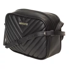 Bolsa Feminina Crossbody Zig Zag Média Preta Anacapri Cor Preto Cor Da Correia De Ombro Preto Desenho Do Tecido Liso