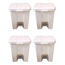 Kit Com 4 Lixeiras De Cesto Quadrado Com Pedal De 15l