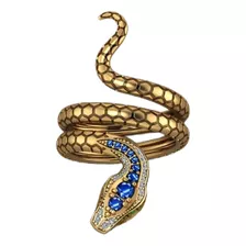 Anel Cobra Serpente Cabeça Ornamental Ajustável Dourado