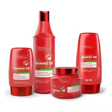 Kit Banho De Verniz Morango Forever Liss Completo 4 Itens