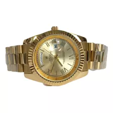 Reloj Day Date Cuarzo Dorado Funcional 