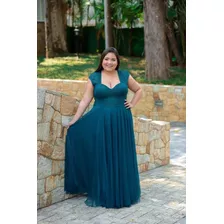 Vestido Longo Festa Madrinha Longo Plus Size Busto Brilho Cc