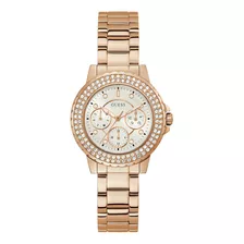 Reloj Para Mujer Marca Guess Color Oro Rosa Crown Jewel Color Del Fondo Blanco