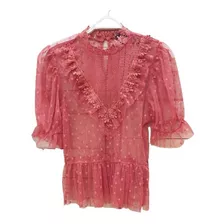 Blusa Encaje Transparente Mujer Dama Coral Moda